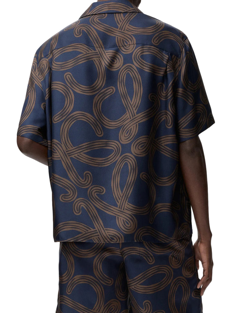 SHORT-SLEEVED SILK TWILL SHIRT WITH ALL-OVER ANAGRAM PRINT