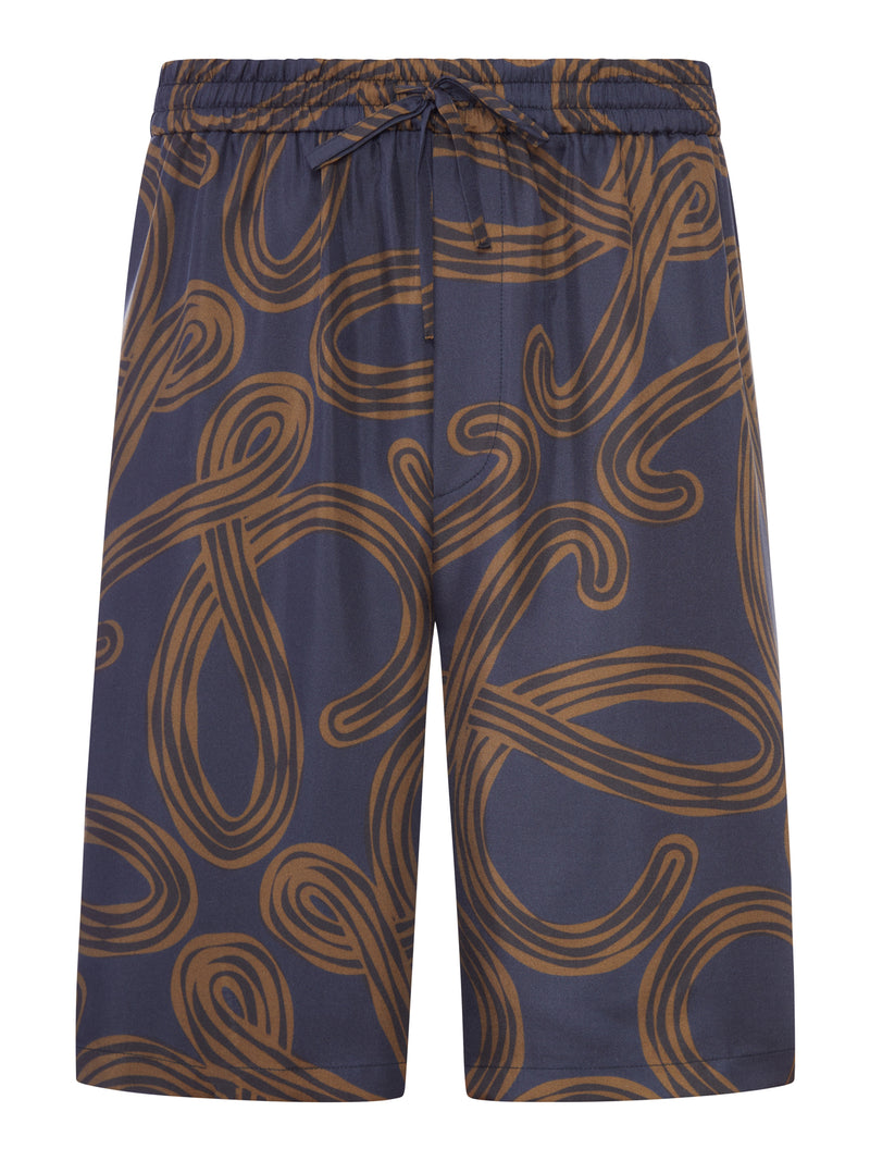SILK TWILL SHORTS WITH ALL-OVER ANAGRAM PRINT