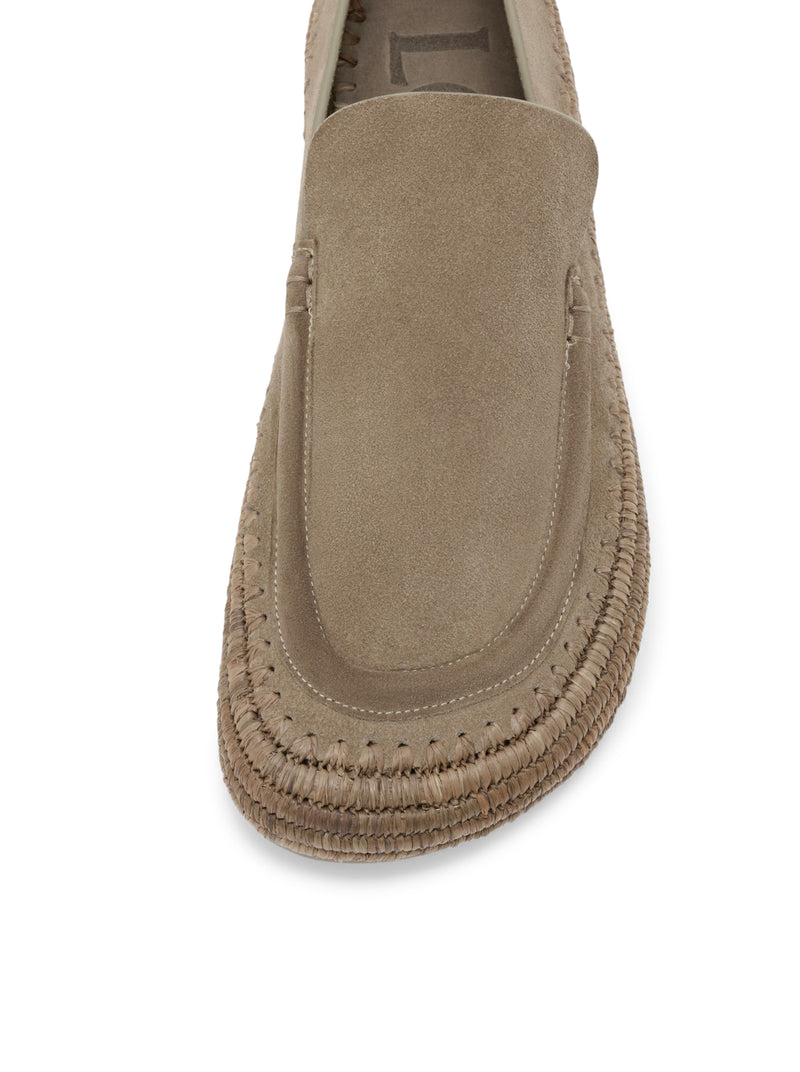 RIO SUEDE AND RAFFIA LOAFERS