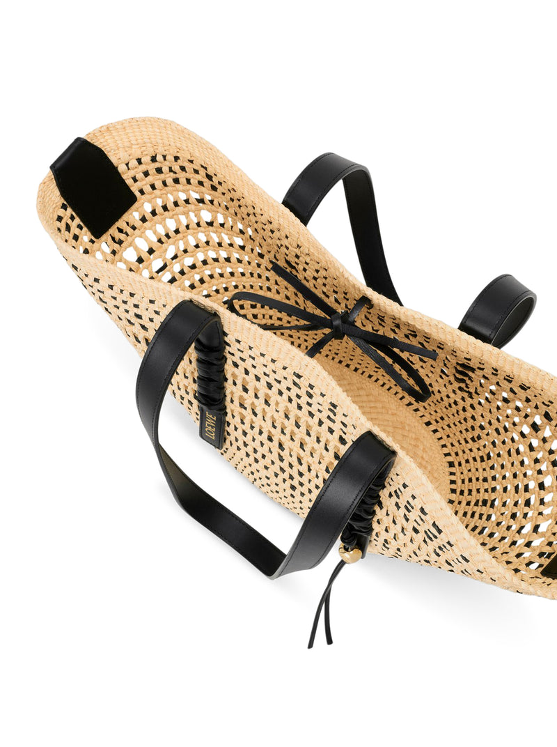 MEDIUM BRAID BASKET BAG IN IRACA PALM AND CALFSKIN