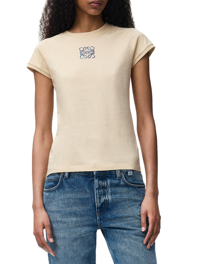 LIGHTWEIGHT COTTON JERSEY T-SHIRT WITH MOSAIC-EFFECT ANAGRAM EMBROIDERY