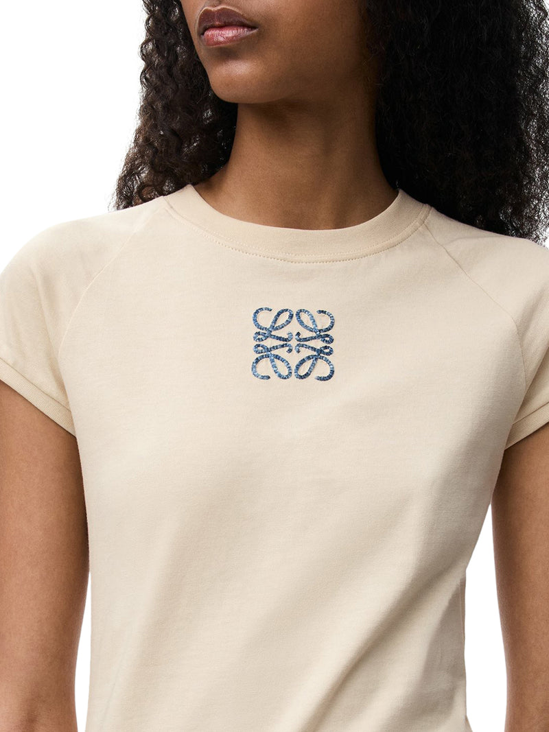 LIGHTWEIGHT COTTON JERSEY T-SHIRT WITH MOSAIC-EFFECT ANAGRAM EMBROIDERY
