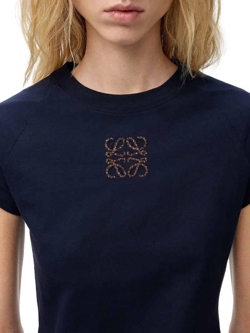 LIGHTWEIGHT COTTON JERSEY T-SHIRT WITH MOSAIC-EFFECT ANAGRAM EMBROIDERY