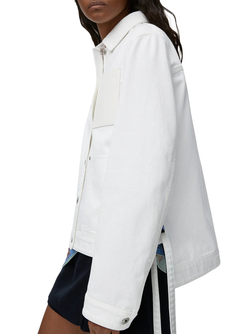 DENIM JACKET WITH APPLIED LEATHER POCKET