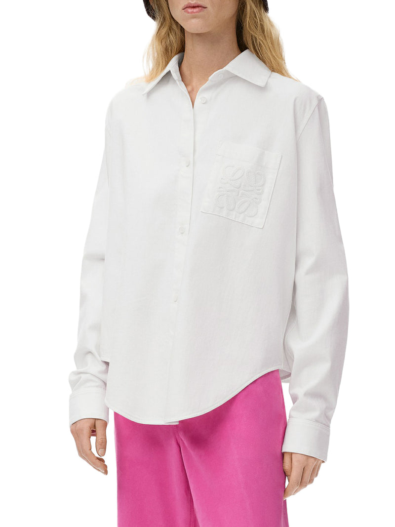 COTTON DENIM SHIRT WITH ANAGRAM EMBROIDERY