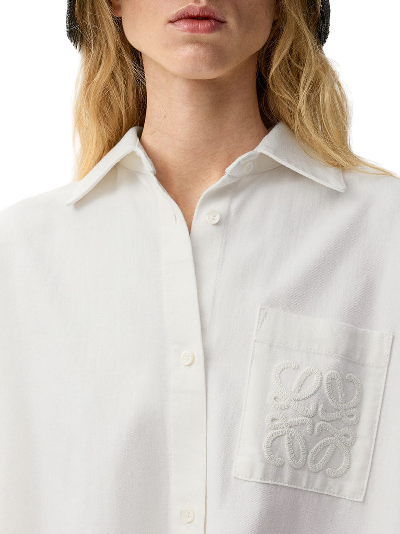 COTTON DENIM SHIRT WITH ANAGRAM EMBROIDERY