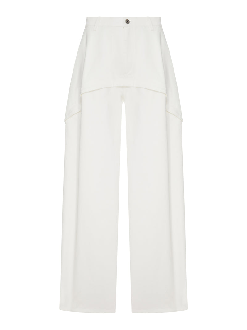 DENIM TROUSERS WITH ASYMMETRIC PANEL CONSTRUCTION