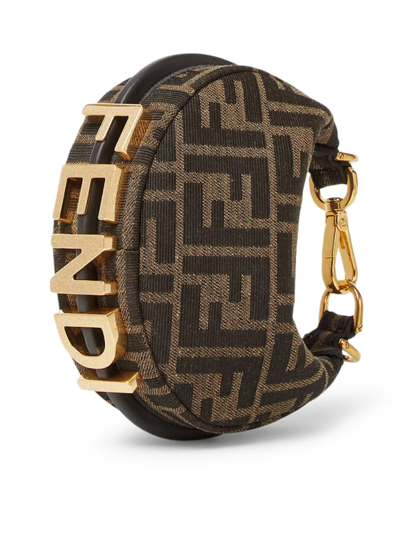NANO FENDIGRAPHY CHARM IN BROWN FABRIC
