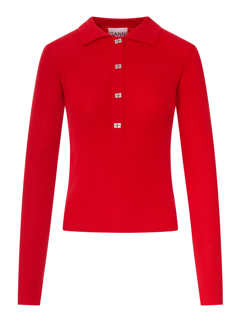 WOOL POLO SHIRT WITH EMBROIDERED LOGO