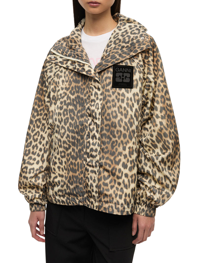 NYLON JACKET WITH LEOPARD PRINT