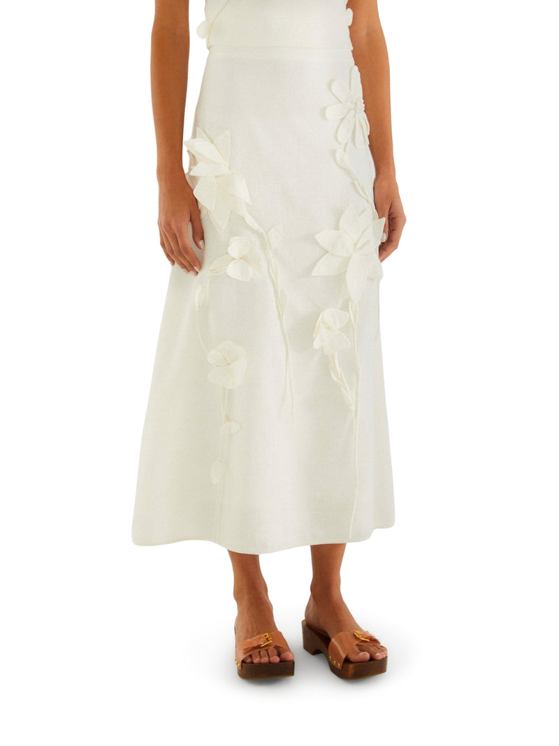 MIDI SKIRT WITH 3D FLOWERS