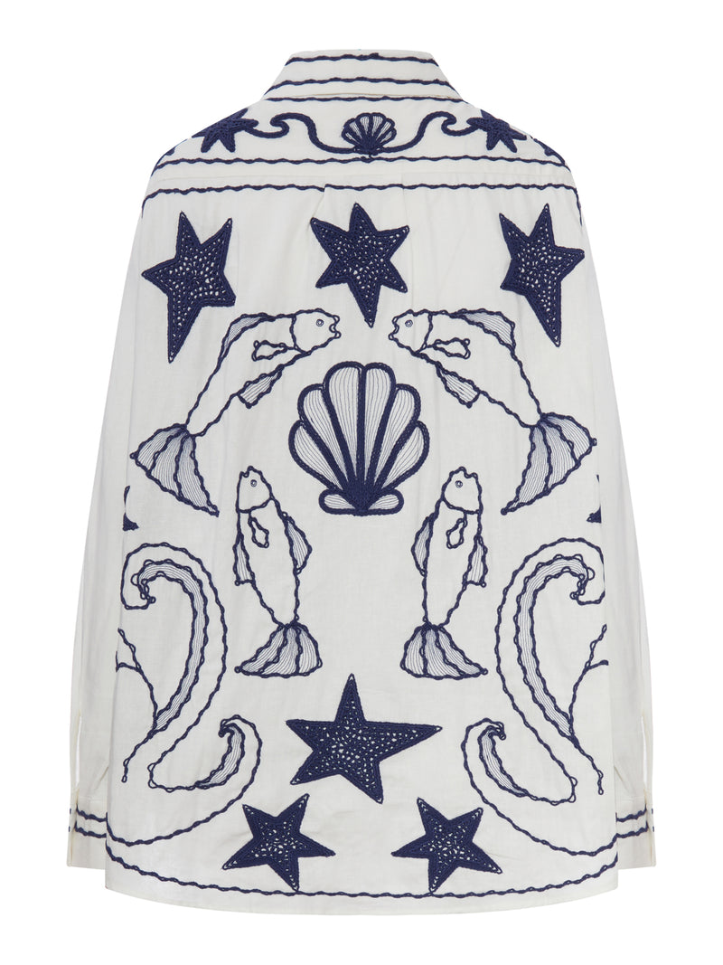 COTTON SHIRT WITH MARINE EMBROIDERY