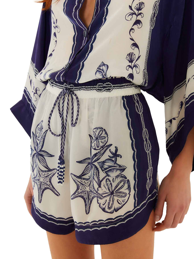 COTTON SHORTS WITH BLUE NAVY PRINT
