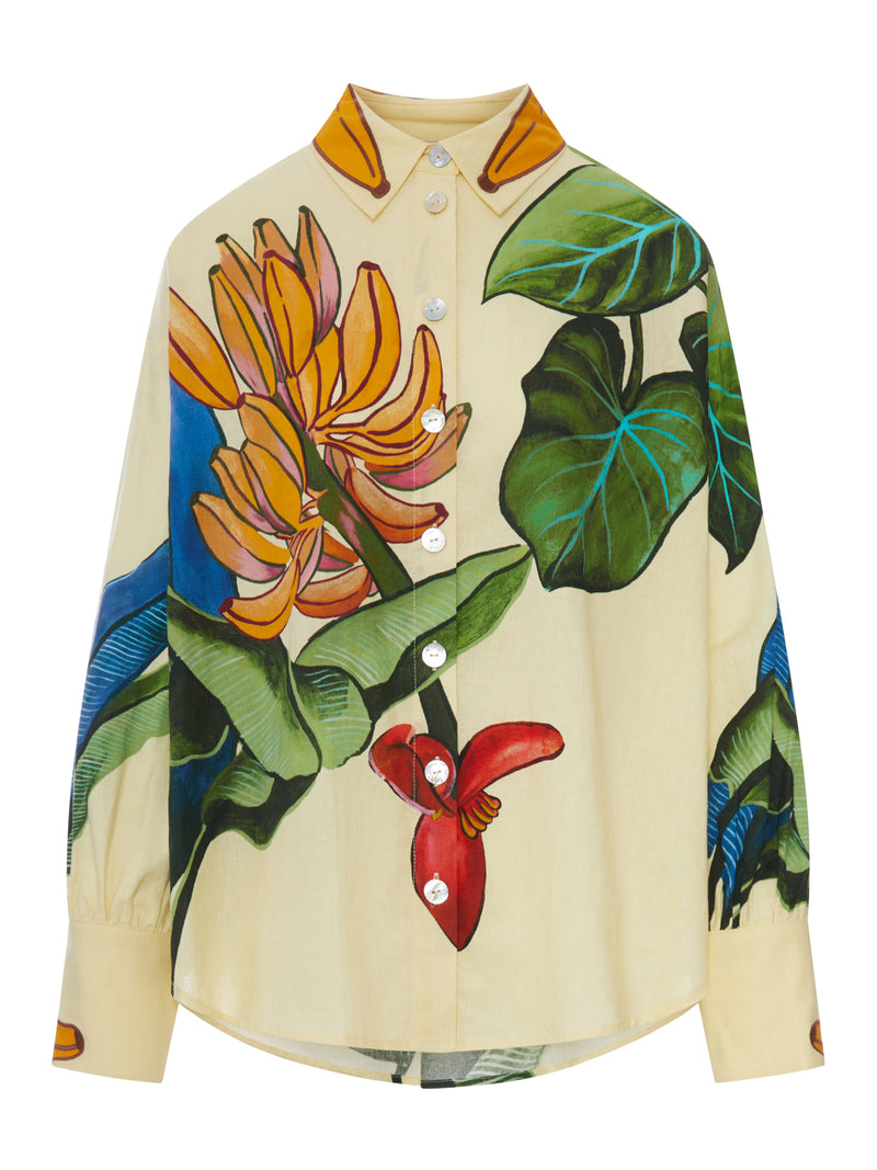 SILK SHIRT WITH TROPICAL PRINT