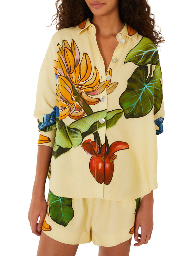 SILK SHIRT WITH TROPICAL PRINT