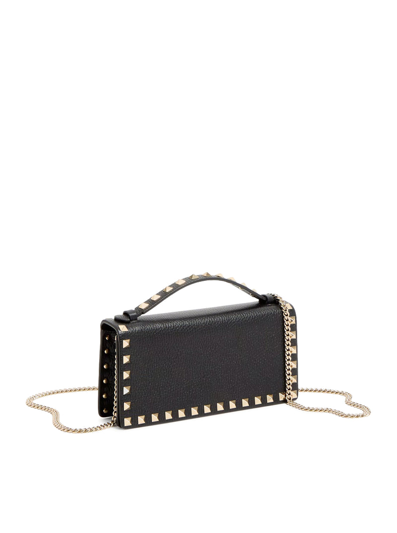 ROCKSTUD CHAIN WALLET IN GARNET CALFSKIN