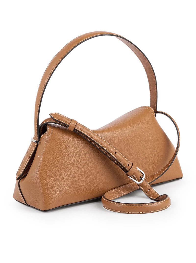 T-LOCK LEATHER BAG WITH CONTRASTING STITCHING