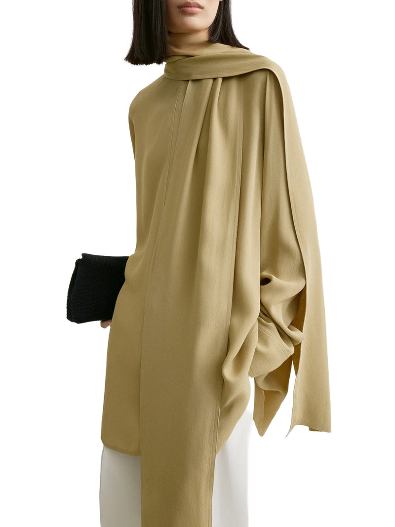 BLOUSE WITH DRAPED SCARF