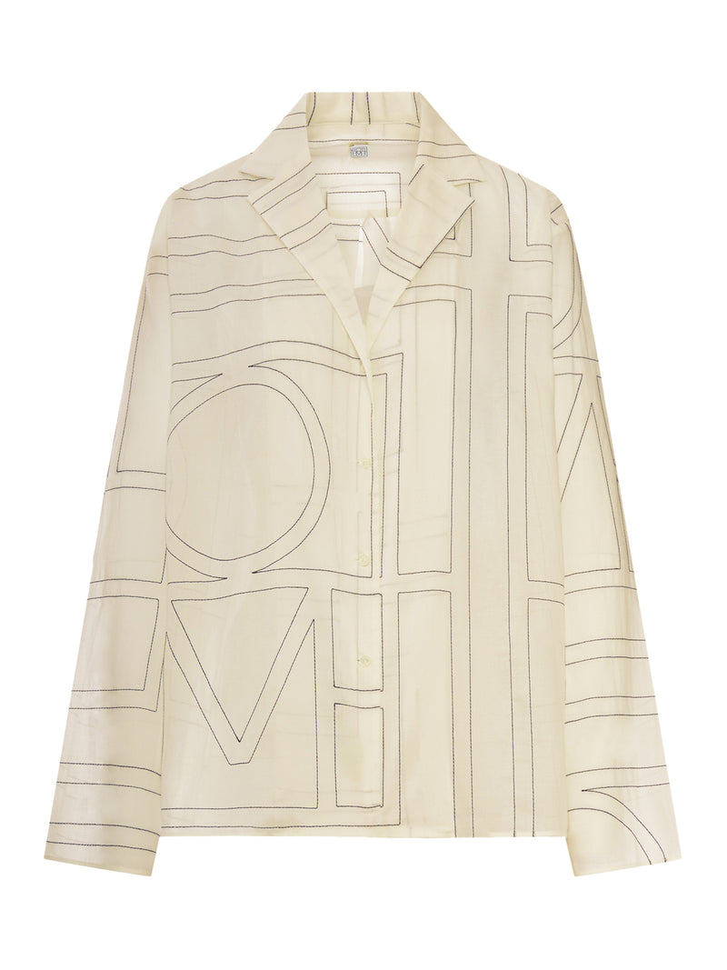 SILK SHIRT WITH MONOGRAM EMBROIDERY