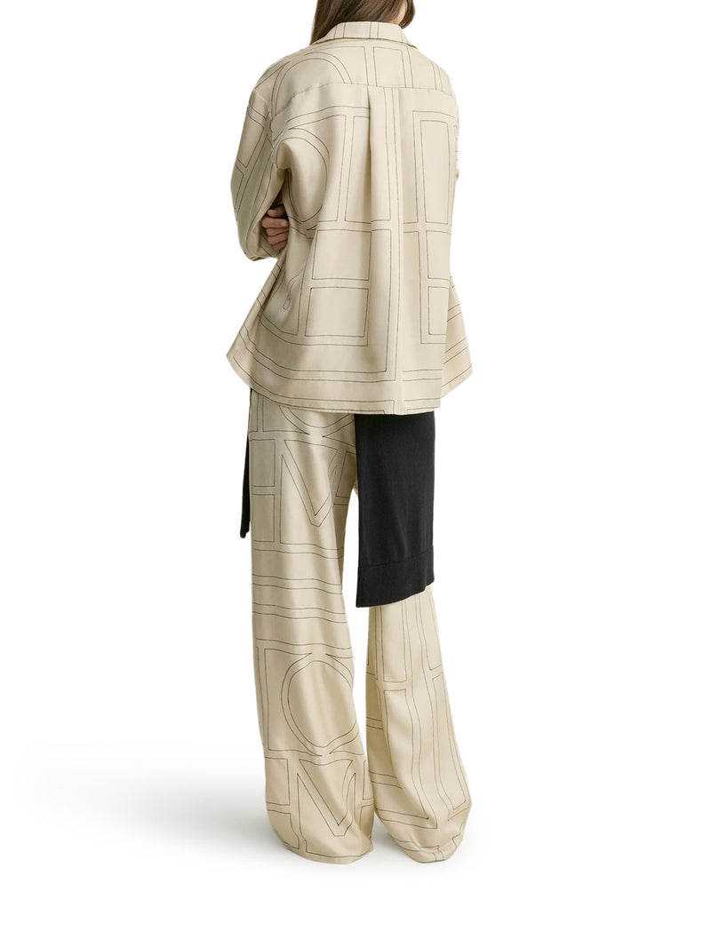 SILK SHIRT WITH MONOGRAM EMBROIDERY