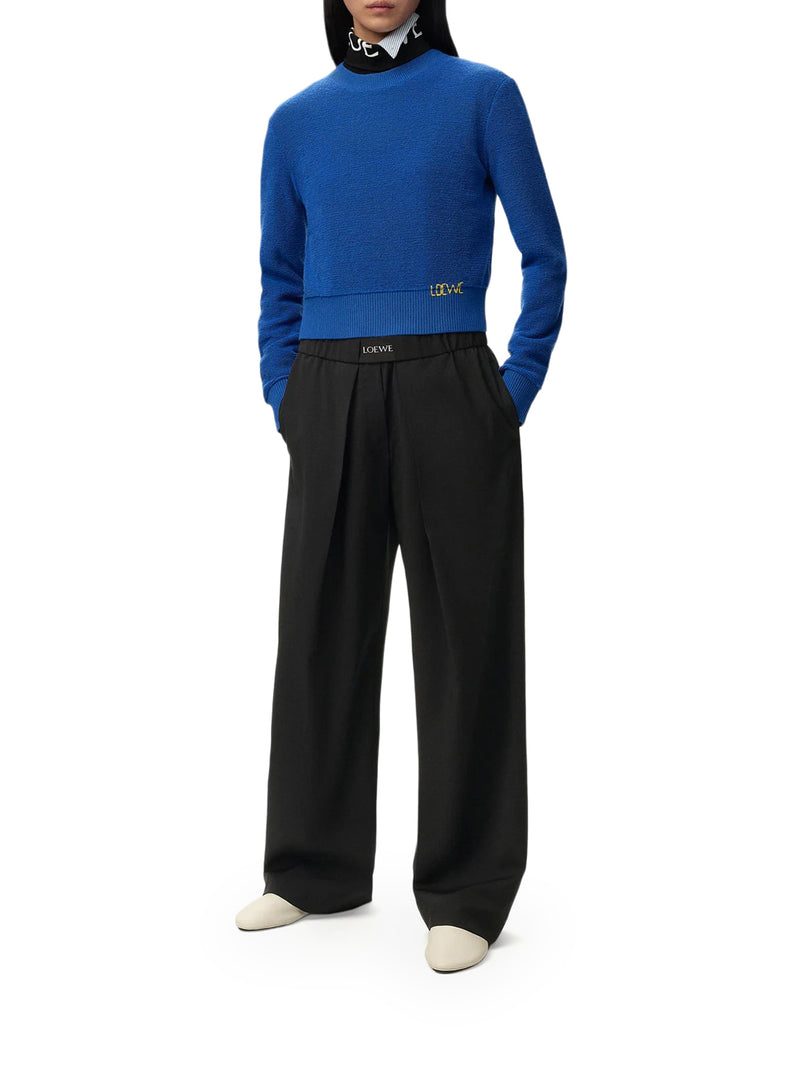 LOEWE TAILORED WOOL TROUSERS WITH JACQUARD ELASTICATED WAIST