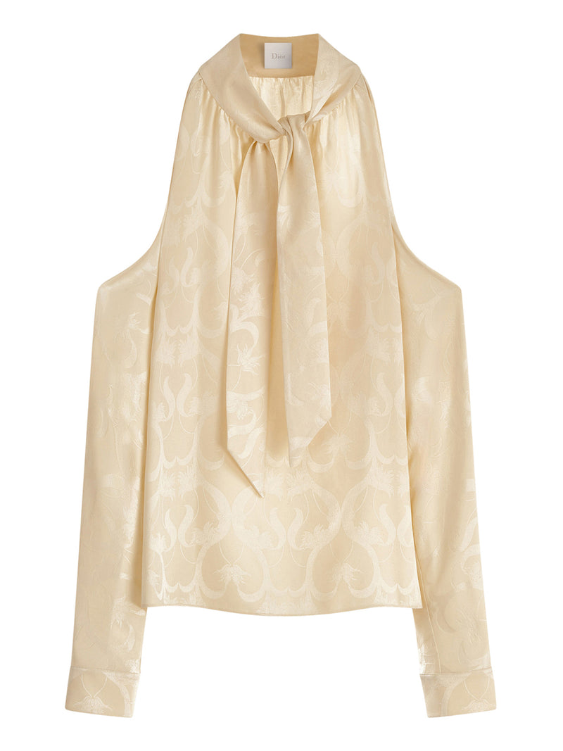OFF-SHOULDER BLOUSE IN FLORAL SILK JACQUARD