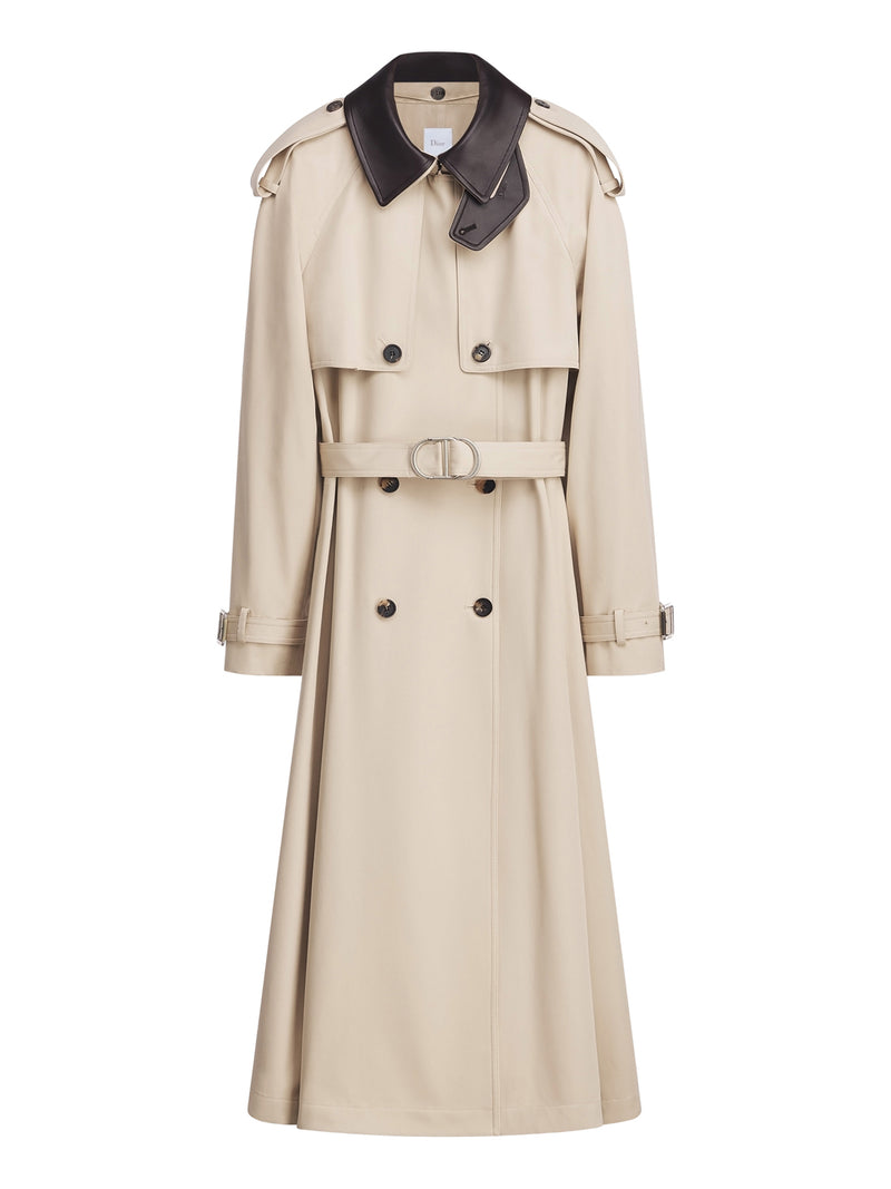 BEIGE COTTON AND SILK GABARDINE TRENCH COAT