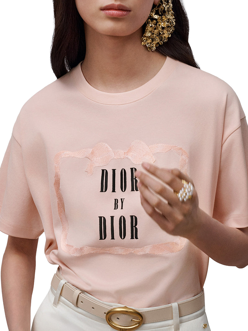 OVERSIZED T-SHIRT WITH EMBROIDERED BOOK COVER PINK COTTON JERSEY