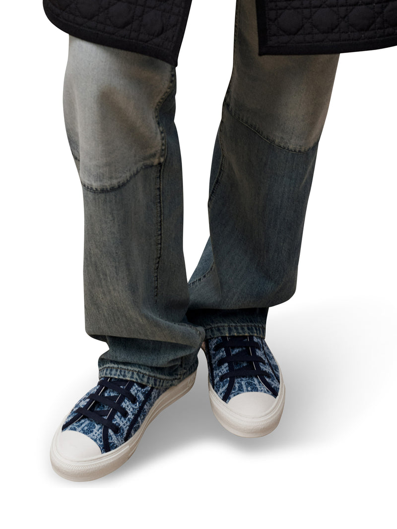 DIOR OBLIQUE BLUE WALK`N DIORIVIERA SNEAKER IN SPONGY DENIM