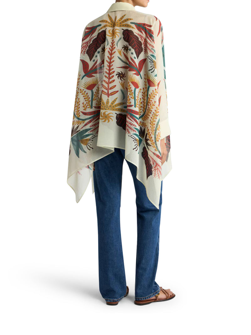 SHIRT WITH HANDKERCHIEF HEM AND PLACED PRINT