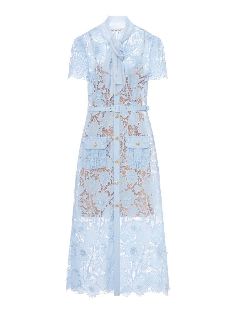MIDI LACE DRESS WITH LAYERS ON THE NECK