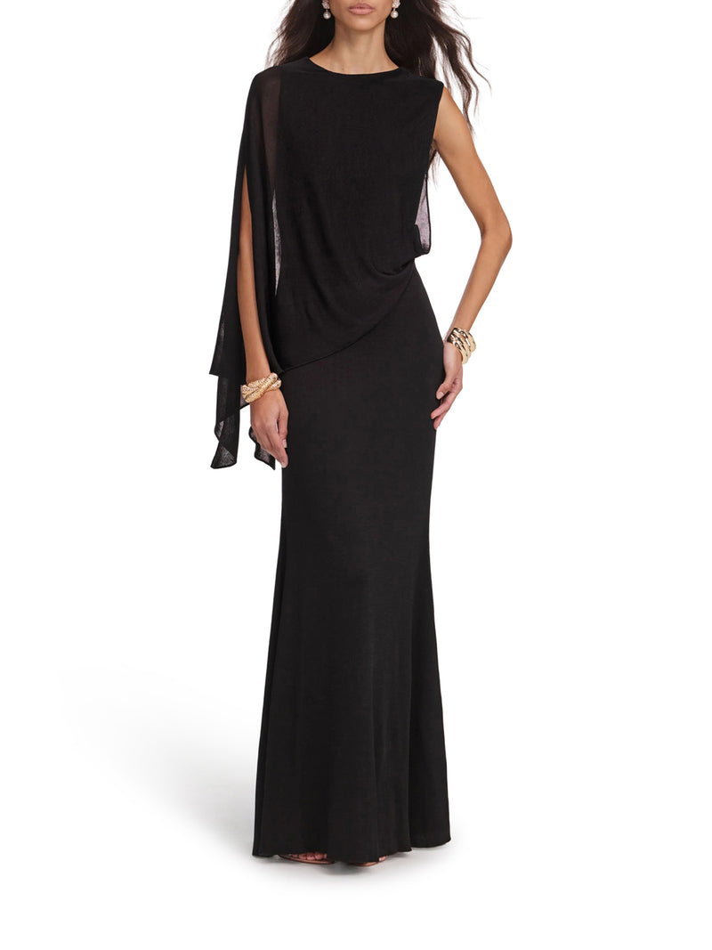 LONG ONE-SHOULDER KNIT DRESS