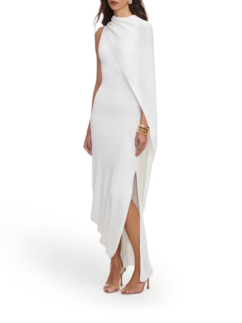 LONG DRAPED KNIT DRESS