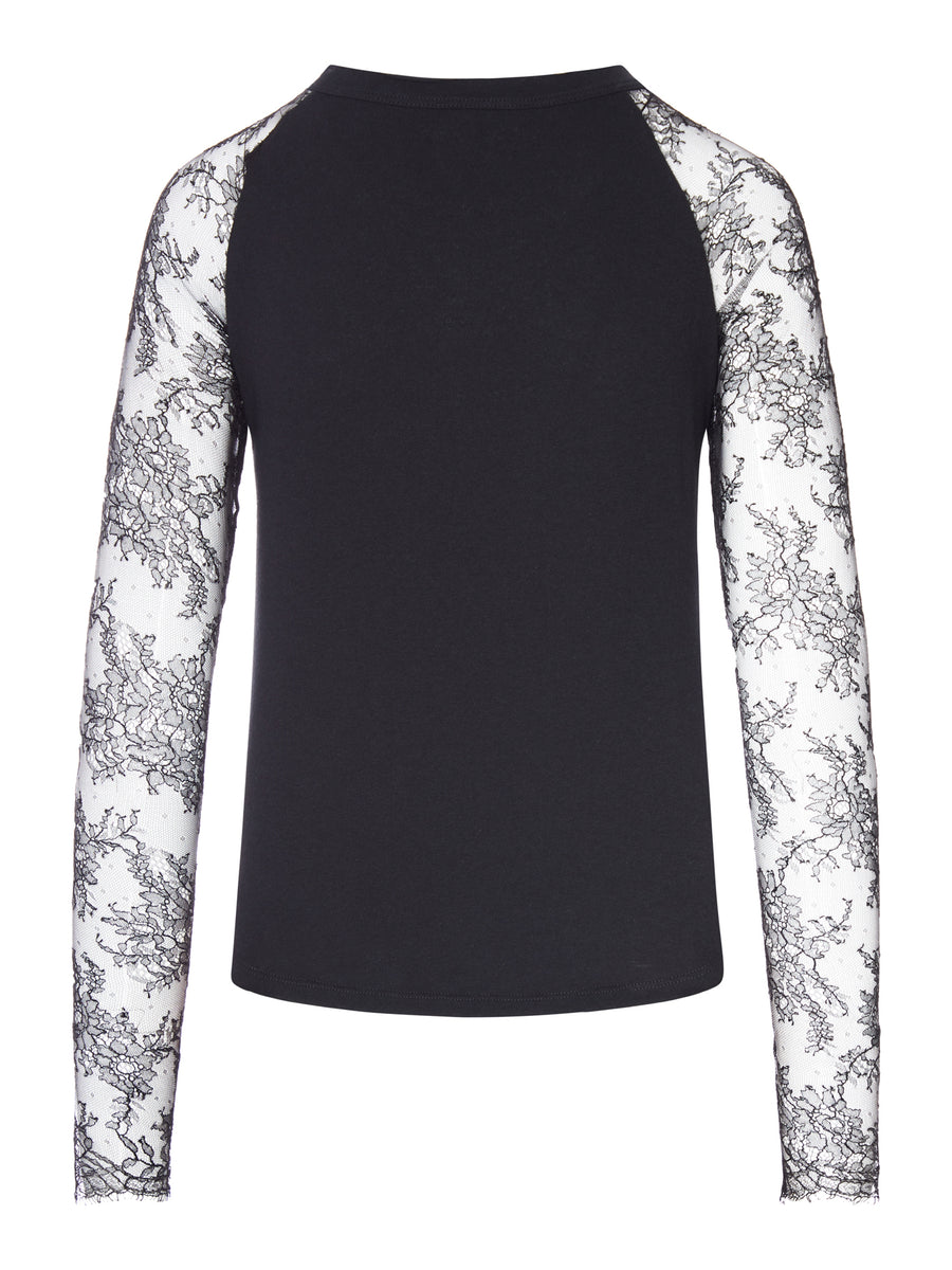 T-SHIRT WITH LACE SLEEVES AND GRAPHIC PRINT – Suit Negozi Row