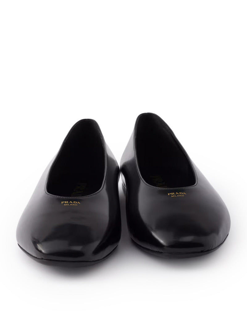 BRUSHED LEATHER BALLERINAS