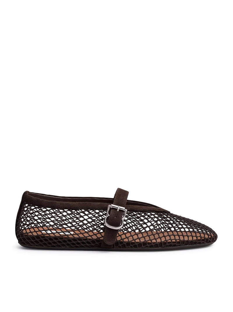 FLAT BALLERINAS IN MESH AND SUEDE