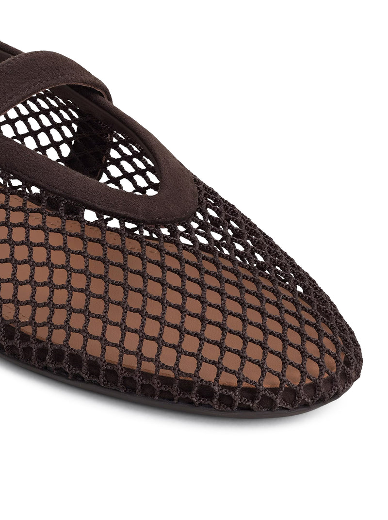 FLAT BALLERINAS IN MESH AND SUEDE