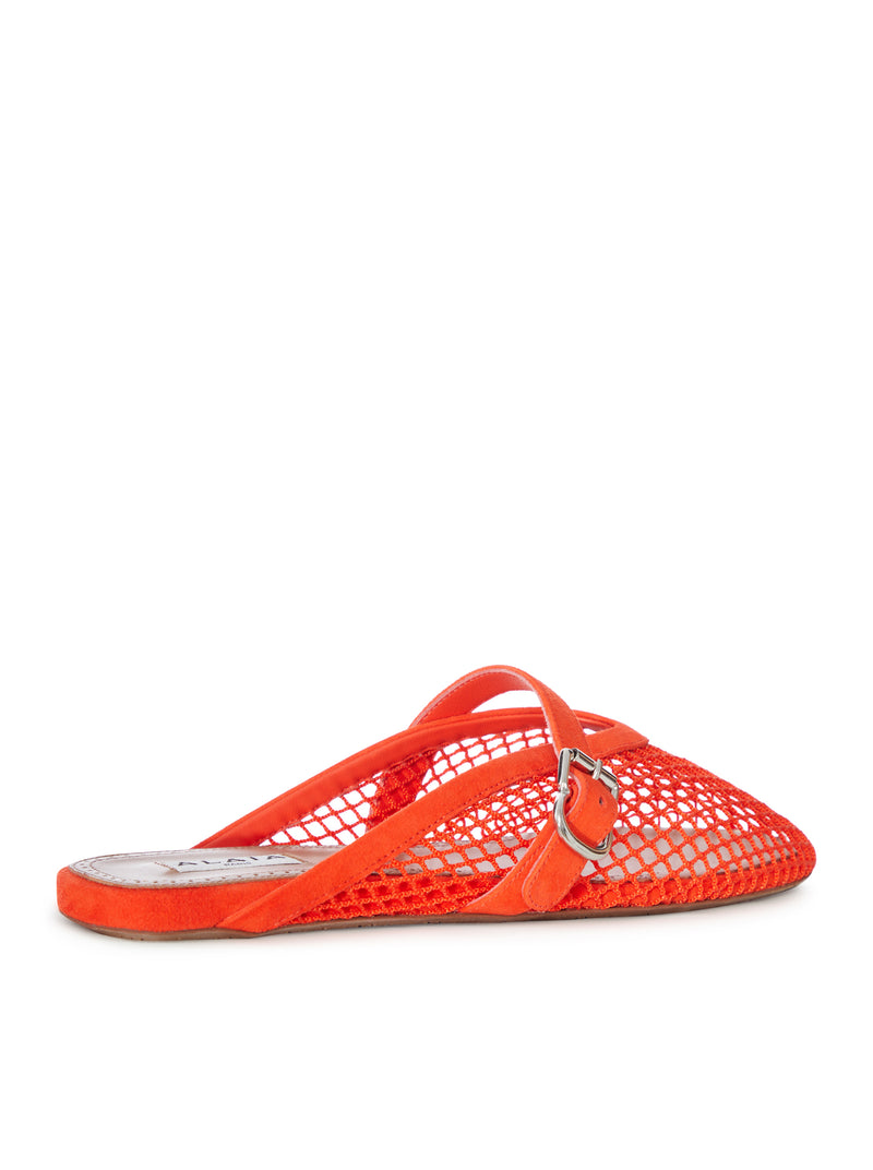 FLAT MULE IN MESH AND SUEDE