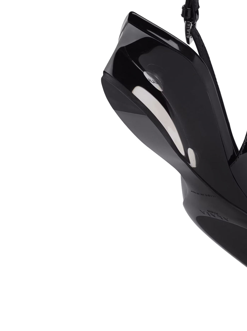 INVISIBLE WEDGE SLINGBACKS IN PATENT CALFSKIN