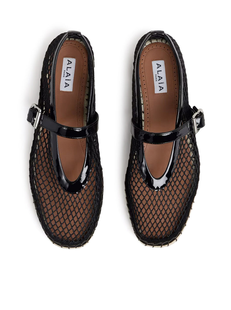 MESH AND PATENT LEATHER ESPADRILLES