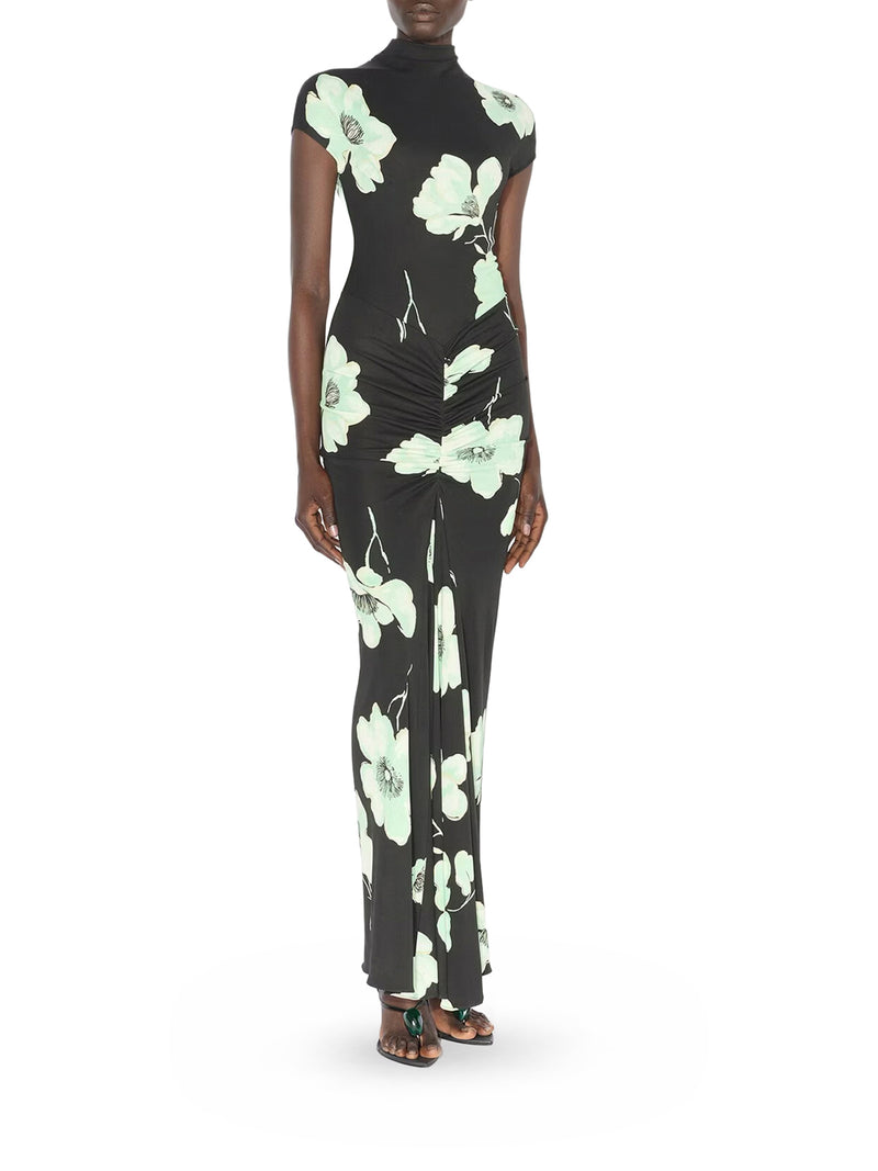 DRAPED DRESS WITH PRINT