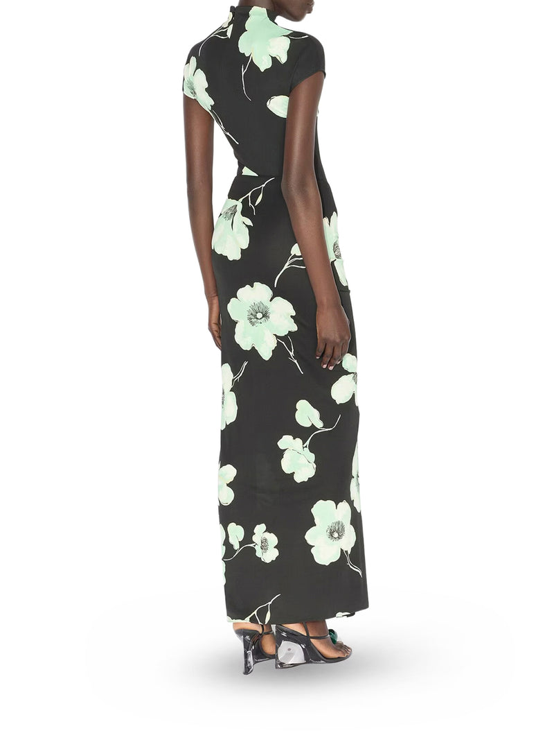 DRAPED DRESS WITH PRINT