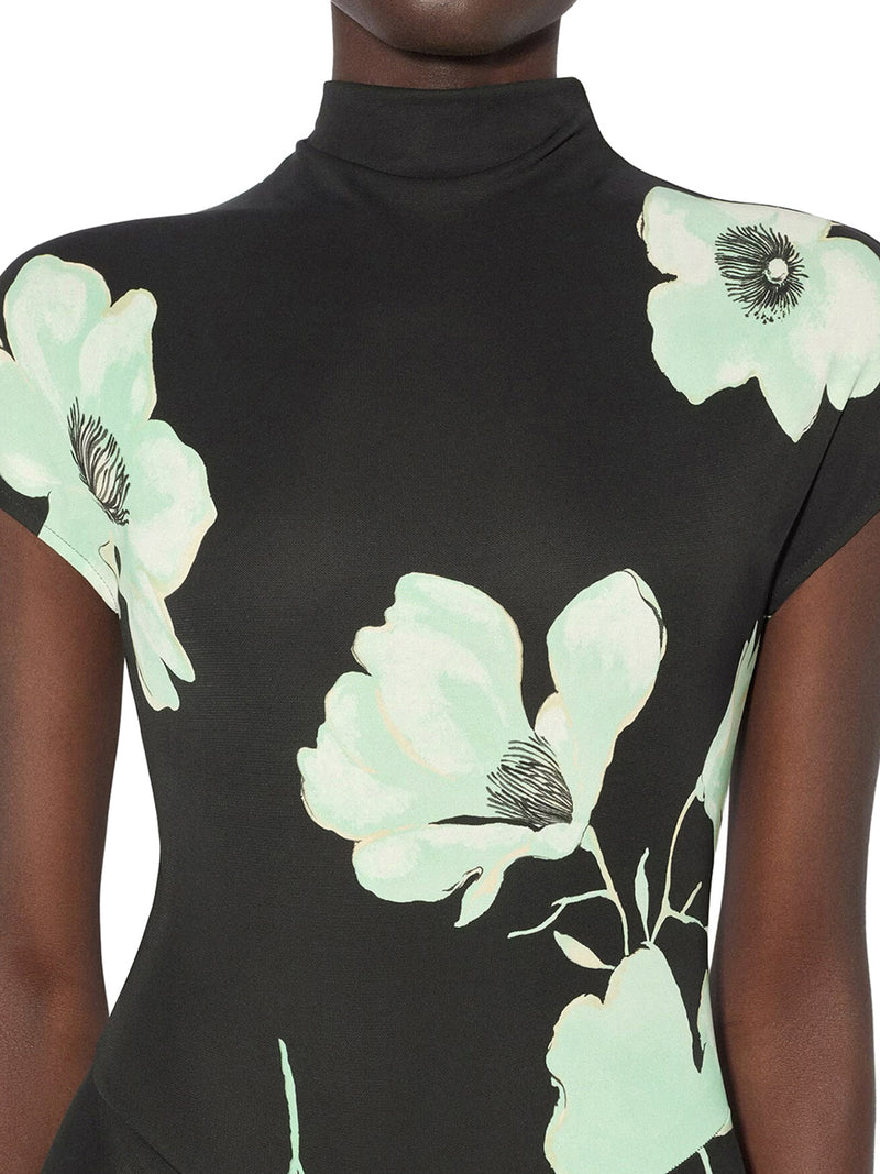 DRAPED DRESS WITH PRINT
