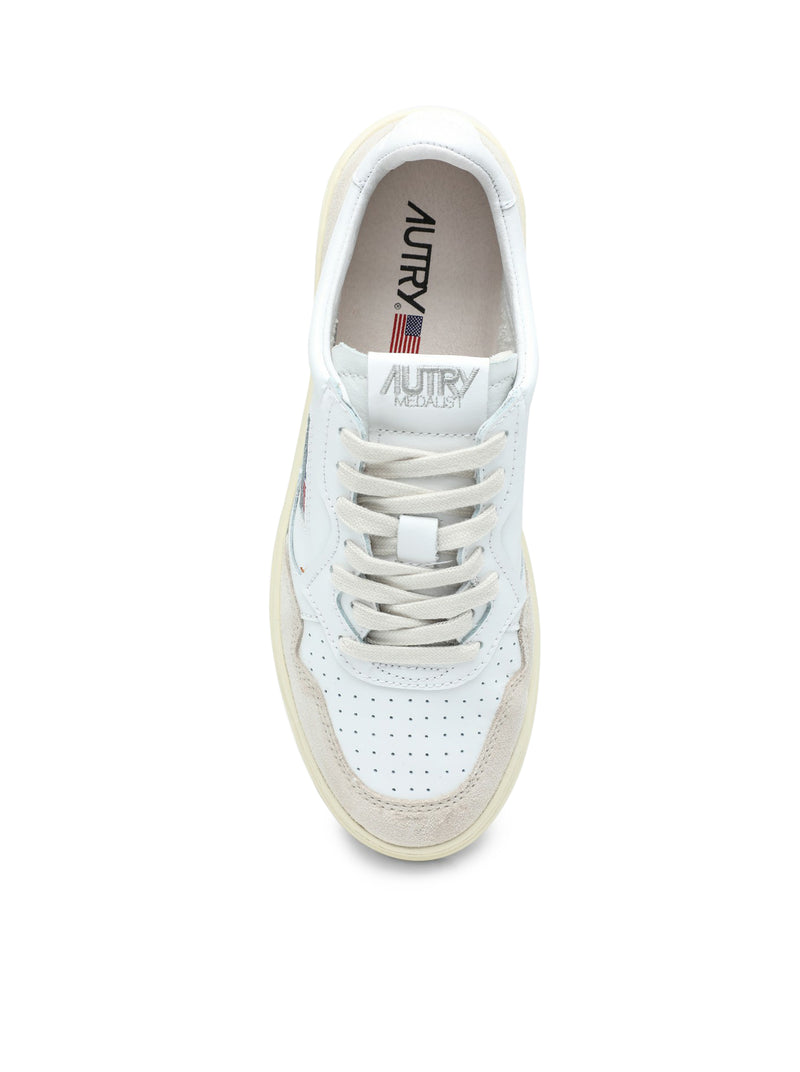MEDALIST LOW SNEAKERS IN WHITE LEATHER AND BEIGE SUEDE
