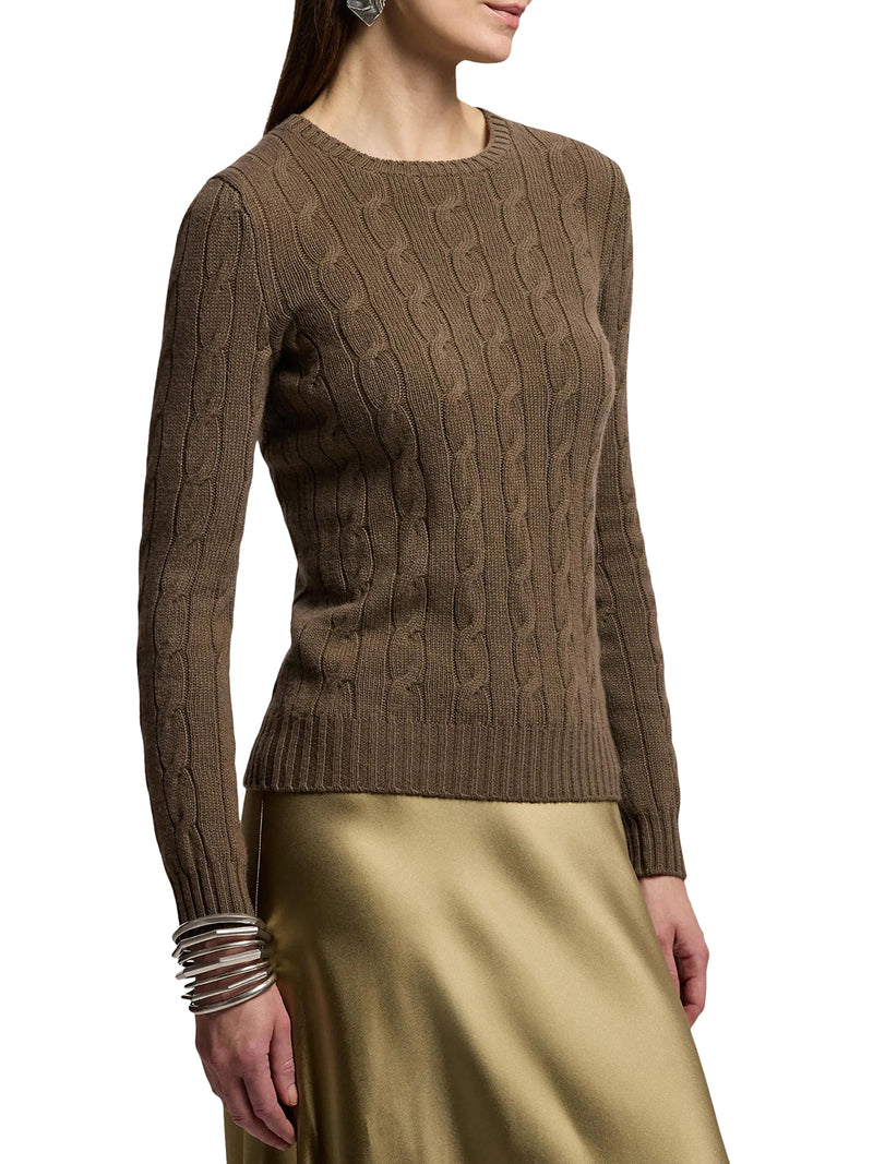 CREWNECK CASHMERE CABLE KNIT SWEATER