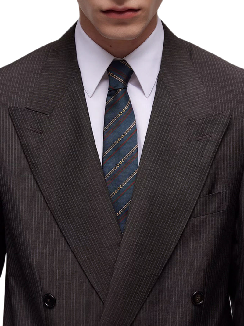 SILK TIE WITH HOOK AND GG CROSS