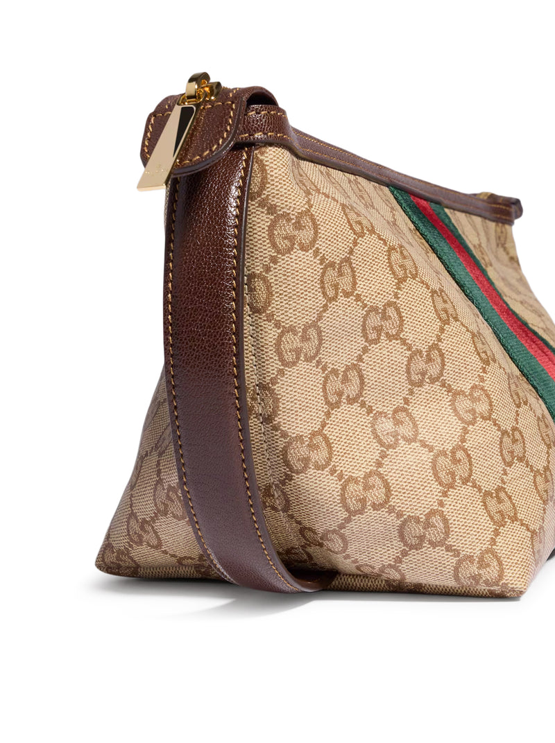 SMALL TOILETRY CASE GG WITH WEB RIBBON
