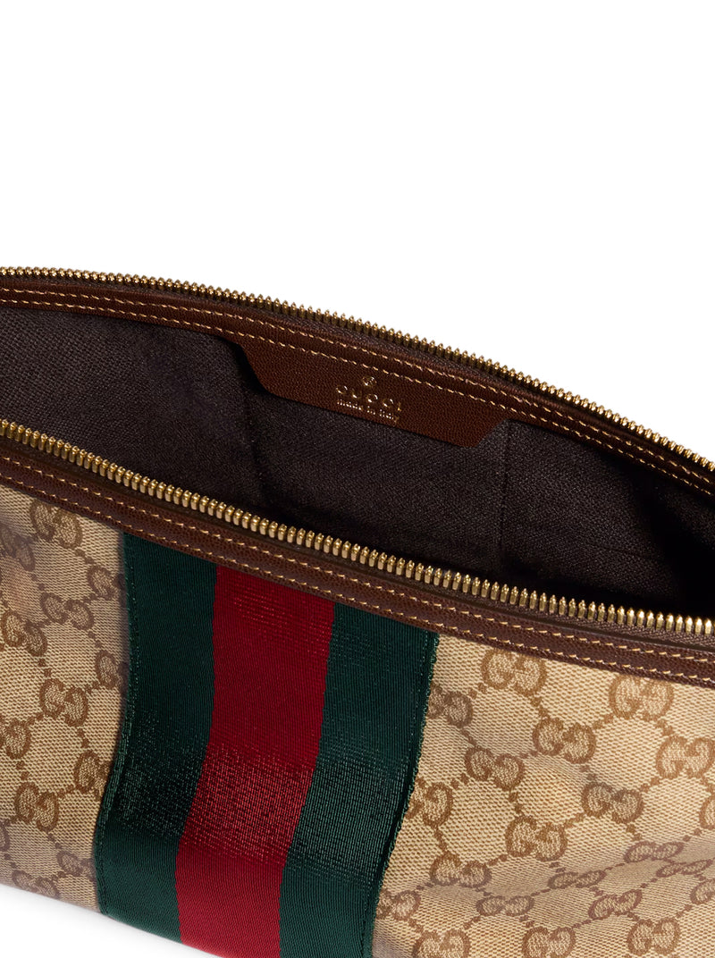 SMALL TOILETRY CASE GG WITH WEB RIBBON