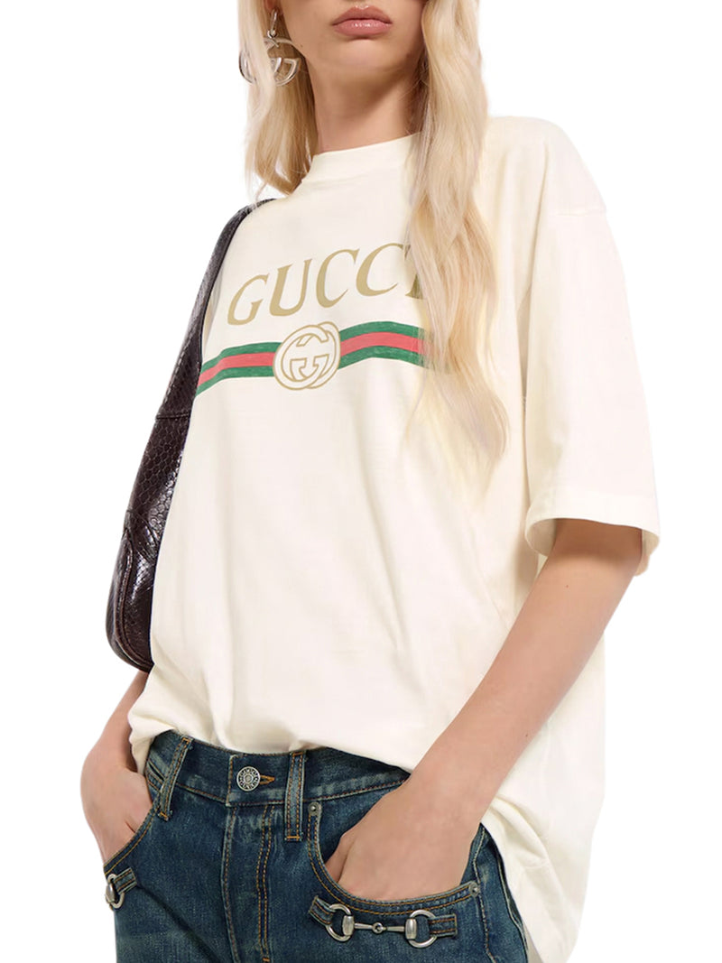 COTTON AND SILK JERSEY T-SHIRT WITH PRINT