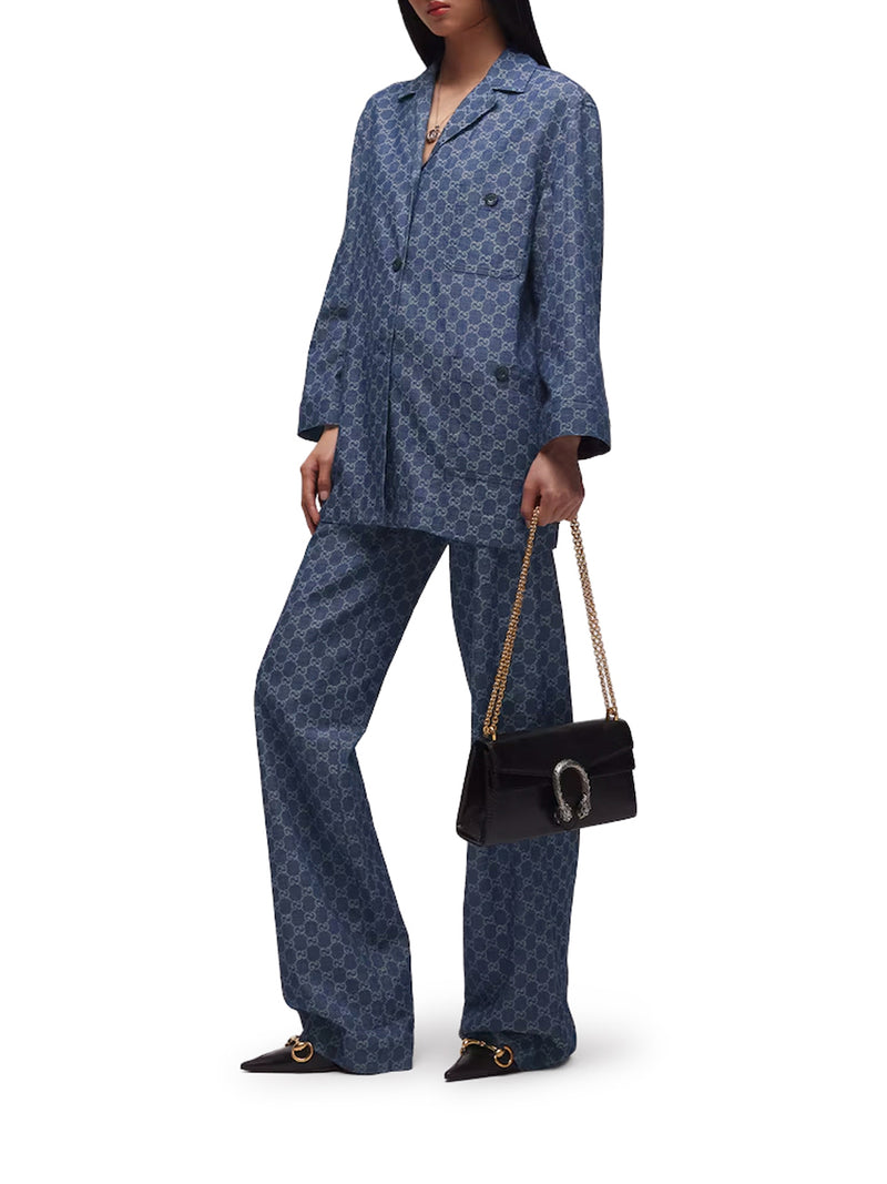 GG JACQUARD COTTON DENIM TROUSERS